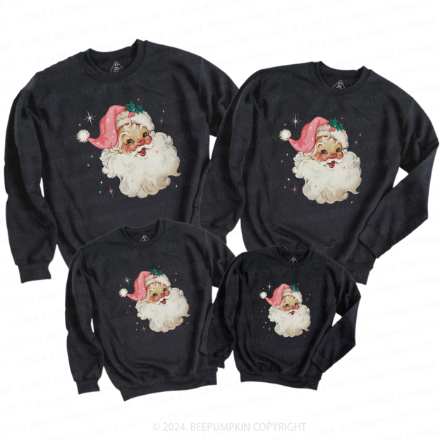 Retro Pink Santa Christmas  Family Christmas Sweatshirt