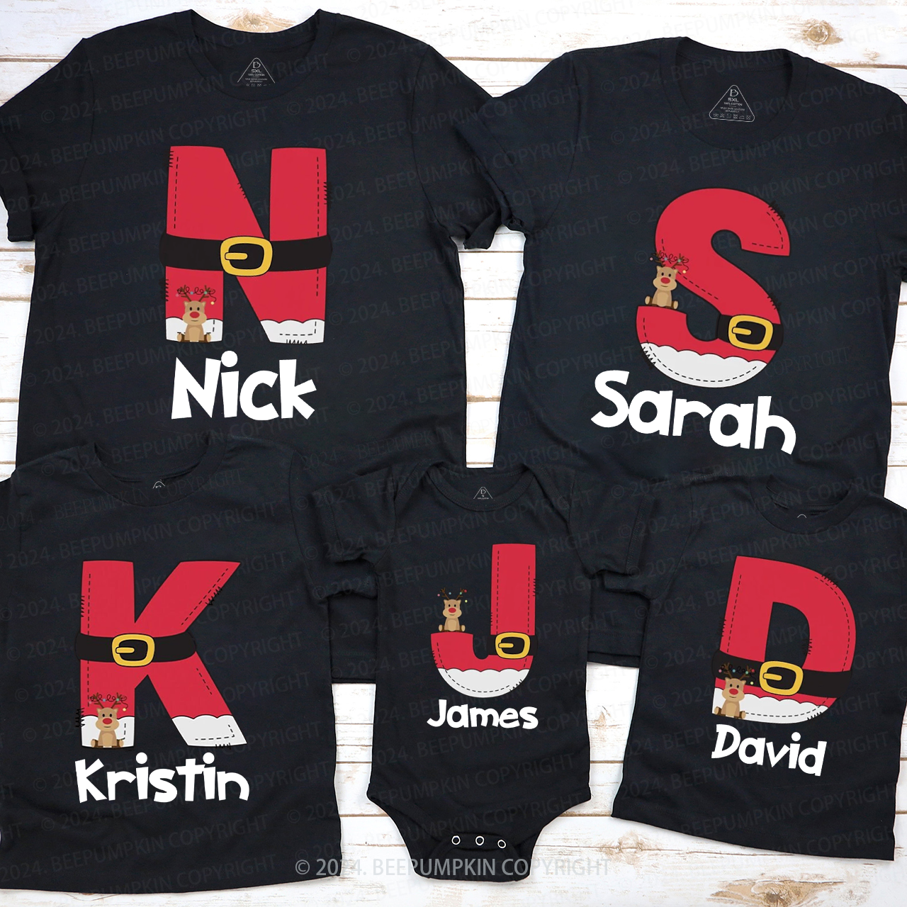 Personalized Leather Belt With Letters Family Matching T-Shirts Beepumpkin