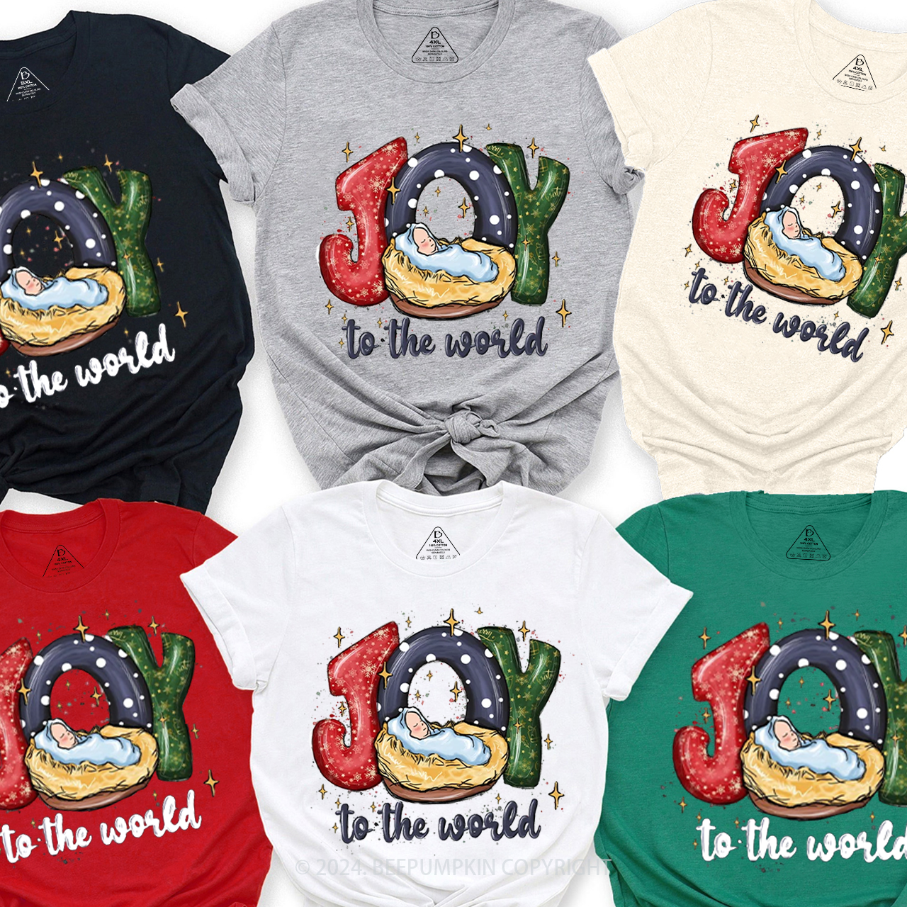 Joy To The World Family Matching T-Shirts Beepumpkin