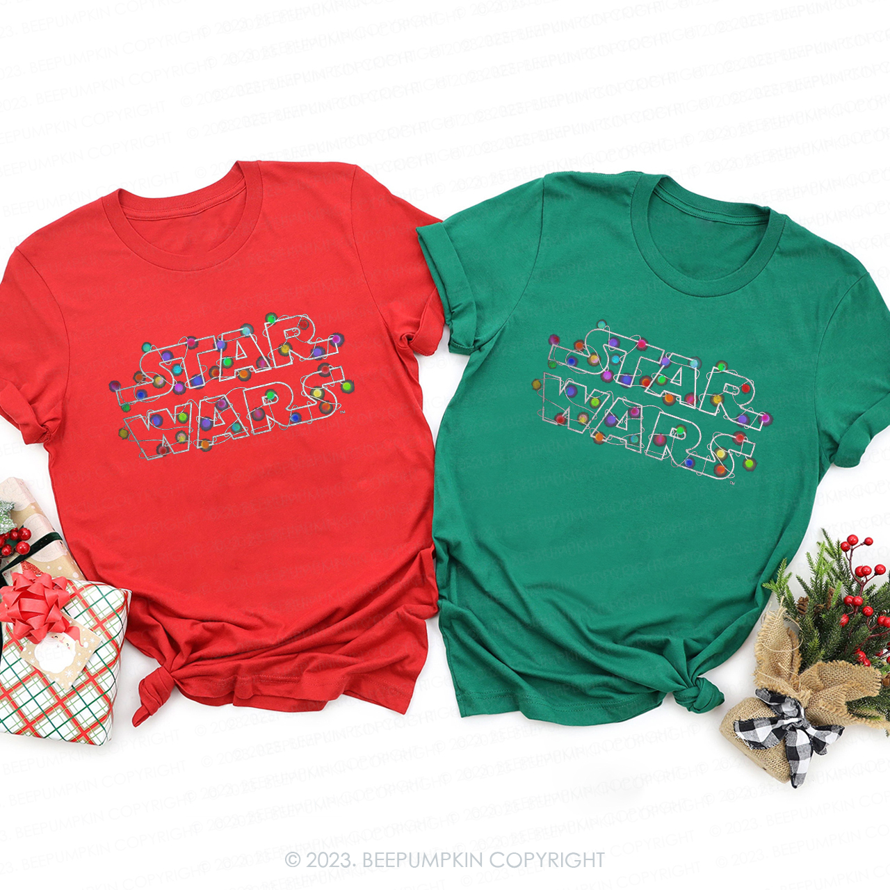 Star Wars Lights Logo Christmas Family Shirts