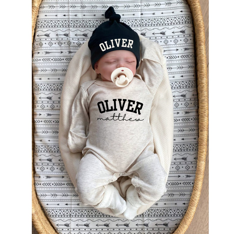 Personalized Oatmeal Vintage Romper&Ha