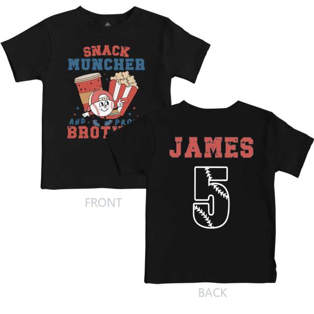 Personalized Snack Muncher Baseball Toddler&Kid's Tees Beepumpkin