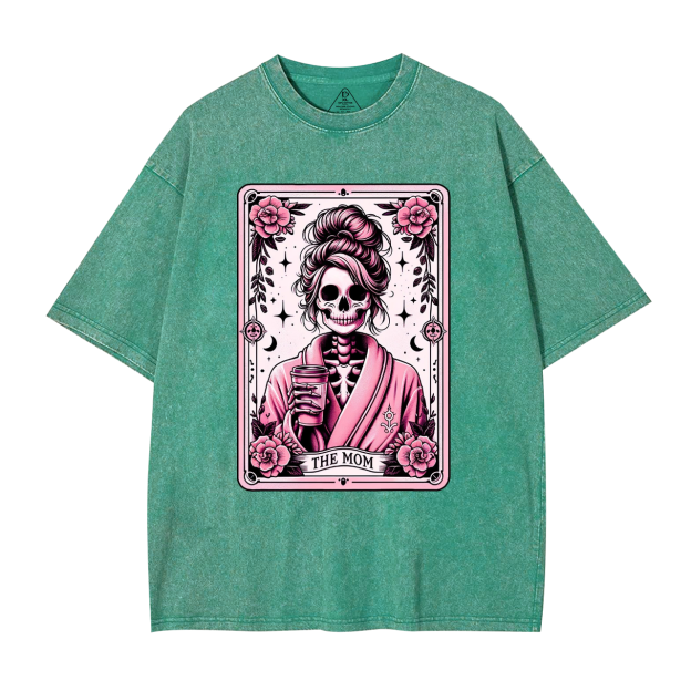 The Mom Funny Tarot Card Washed T-Shirts