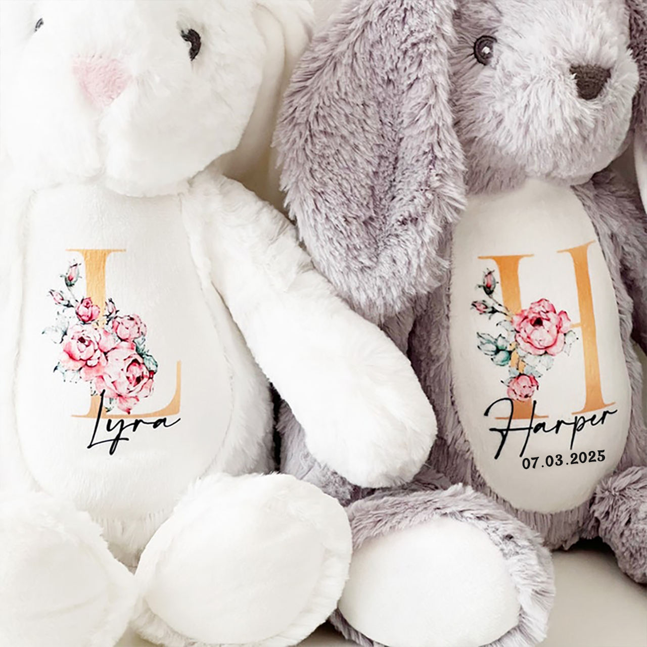 Personalized Flower Plush Soft Easter Bunny