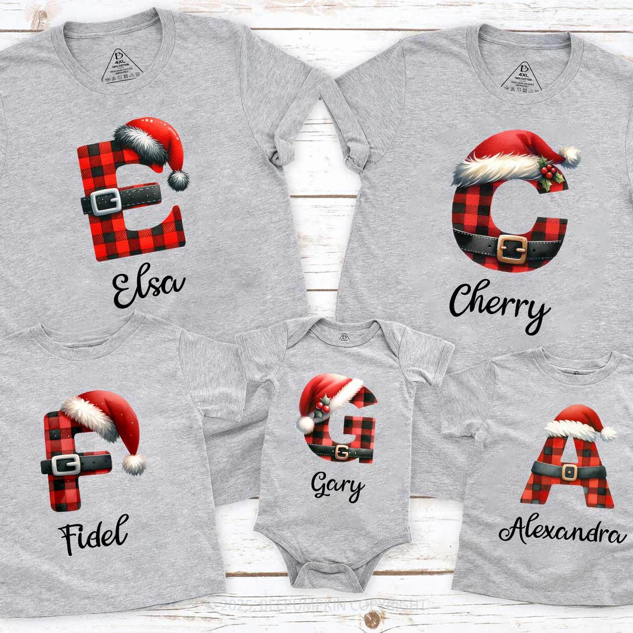 Personalized Reindeer Santa Claus Christmas Plaid Letters T-Shirts Beepumpkin