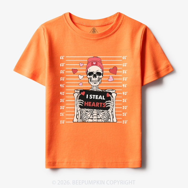 I Steal Hearts Skeleton Valentine's Day Toddler&Kid's Tees Beepumpkin