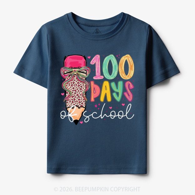 Bow Pencil 100 Days Of  School  Edition Toddler&Kid's Tees