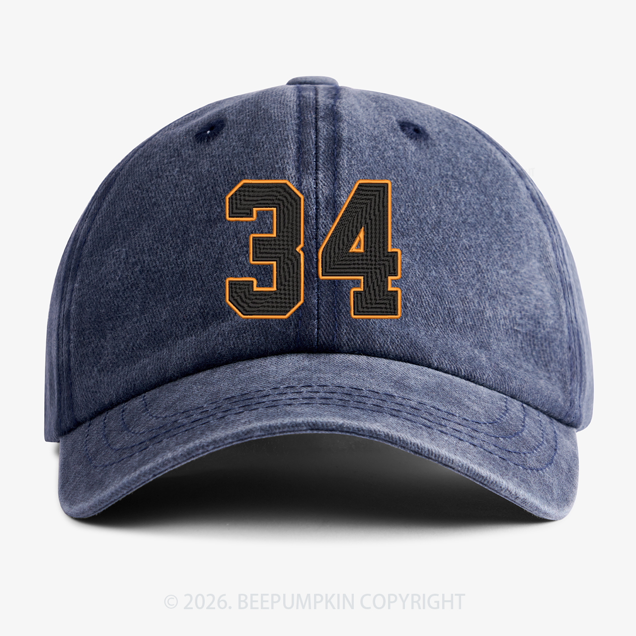Personalized Number Embroidered Washed Baseball Cap For Kids