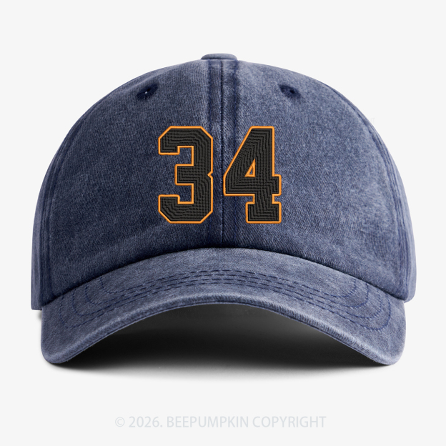 Personalized Number Embroidered Washed Baseball Cap For Kids