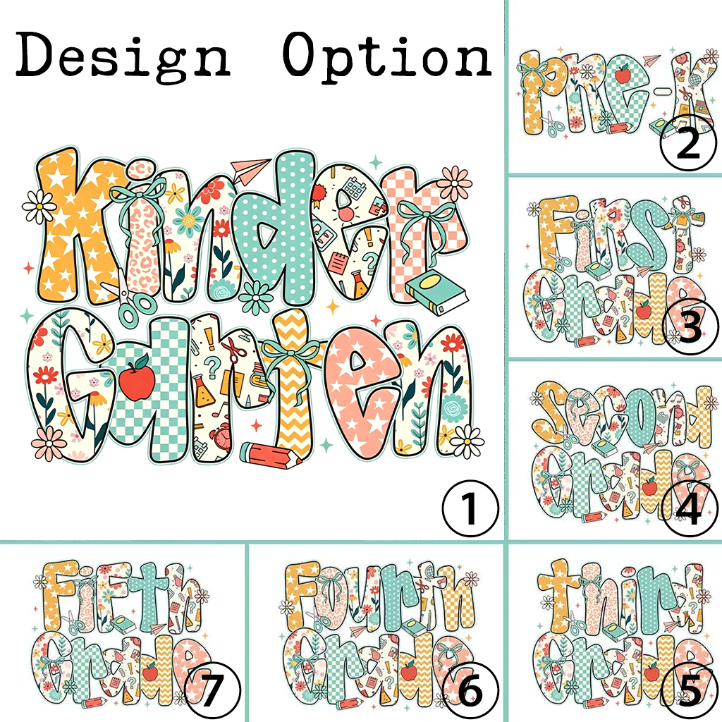 Preppy Floral Apple Pre-k 1st/2nd/3rd/4th Grade Toddler&Kid's Tees