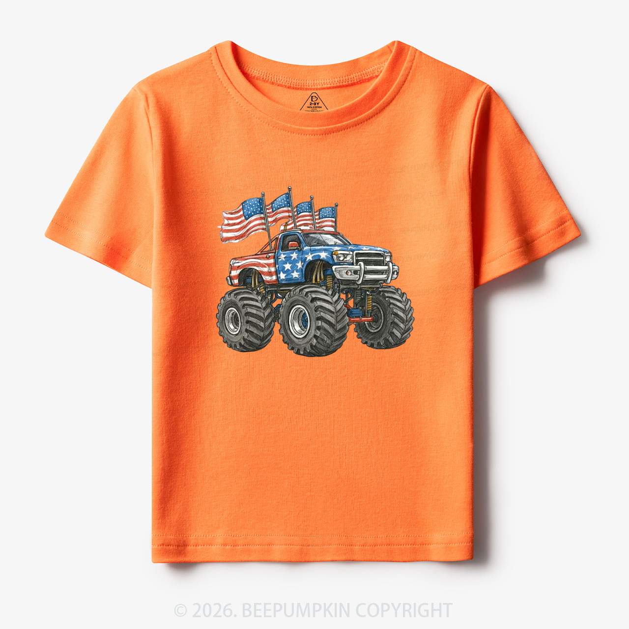 4th Of July Monster Truck American Flag Toddler&Kid's Tees