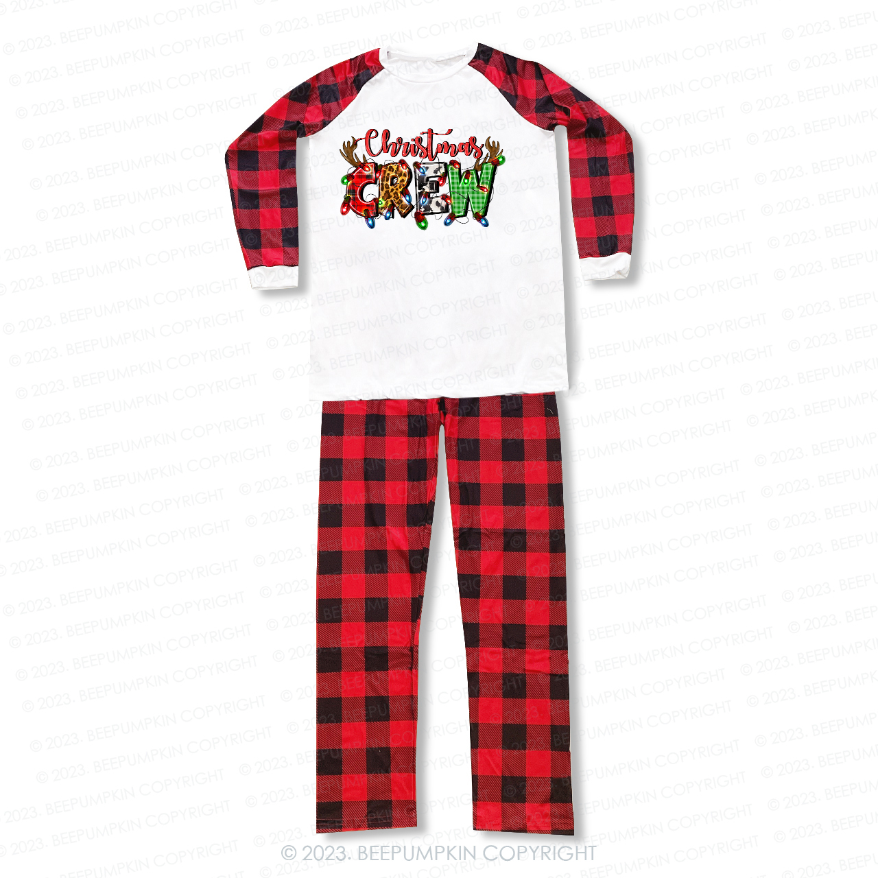 Retro Lighting Christmas Crew Matching Pajamas For Family Beepumpkin