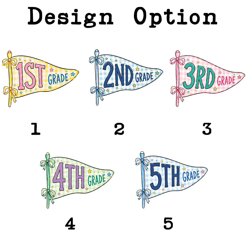 Personalized Back to School Pennant Bow Pastel Toddler&Kid's Tees