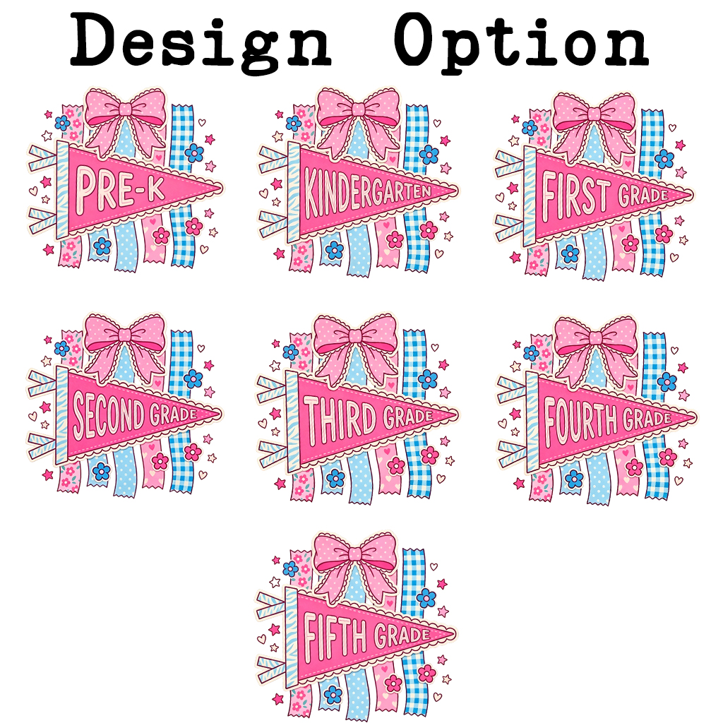 Personalized Pink Bow Pennant Back To School Toddler&Kid's Tees