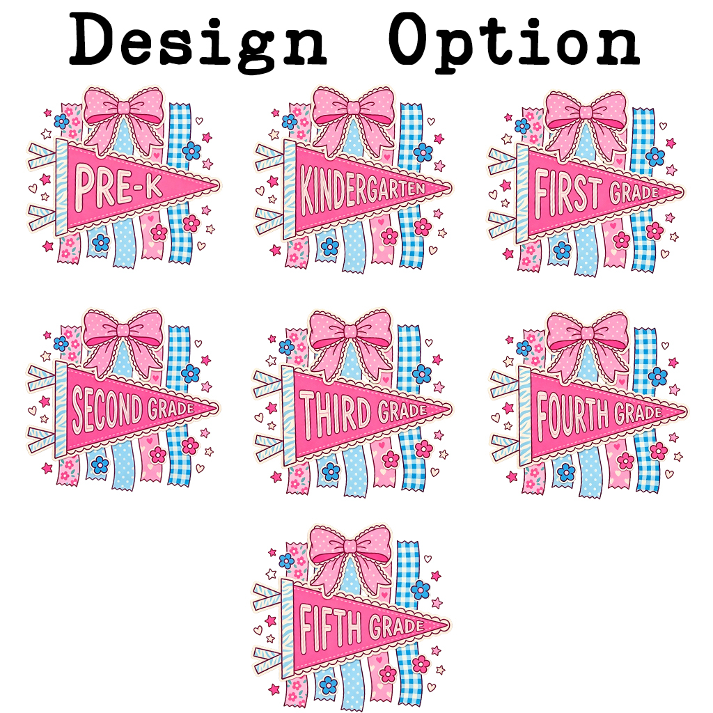 Personalized Pink Bow Pennant Back To School Toddler&Kid's Tees