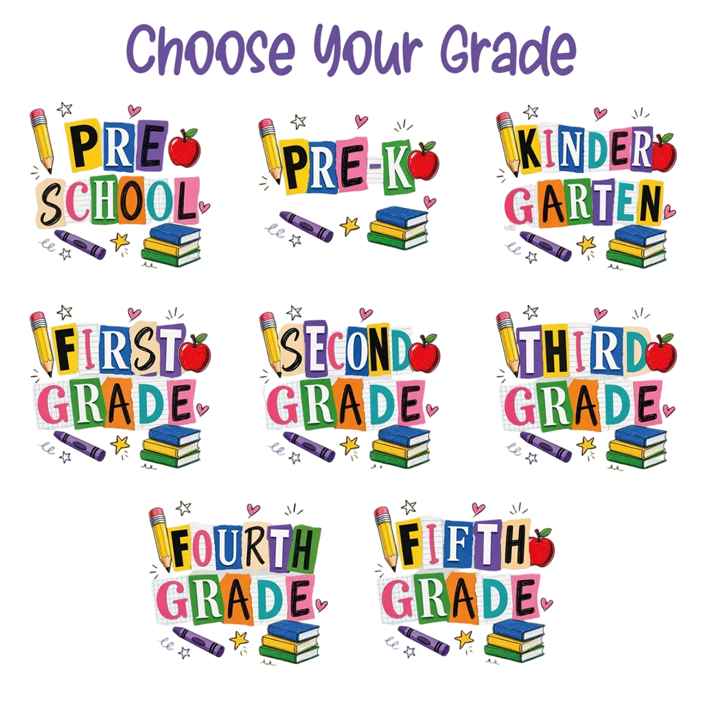 Personalized Colorful Bright School Vibes Doodle Toddler&Kid's Tees