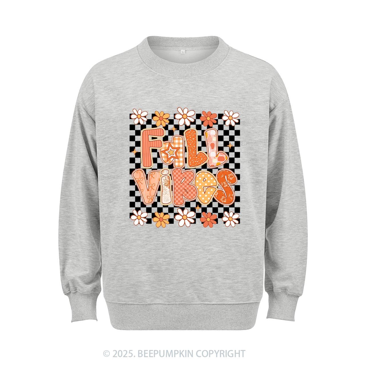 Floral Fall Checkered Sweatshirt Beepumpkin