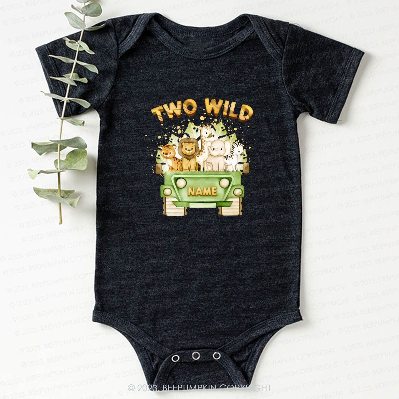 Two Wild Named Safari Bodysuit For Baby