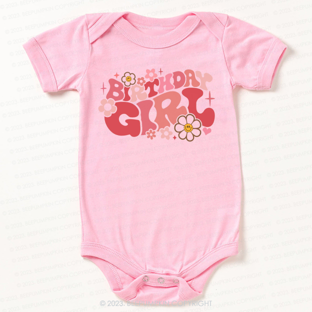 Pink Retro Birthday Bodysuit For Baby