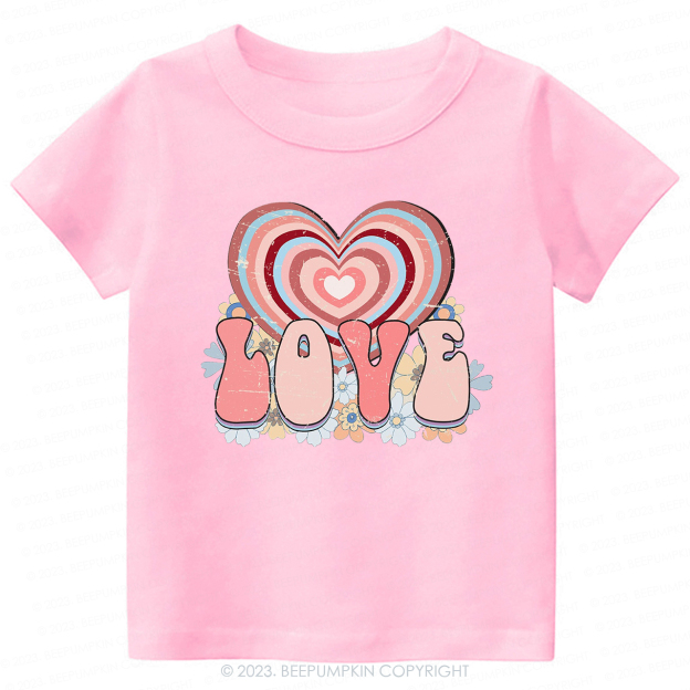 Retro Love Heart Valentines Day -Toddler Tees