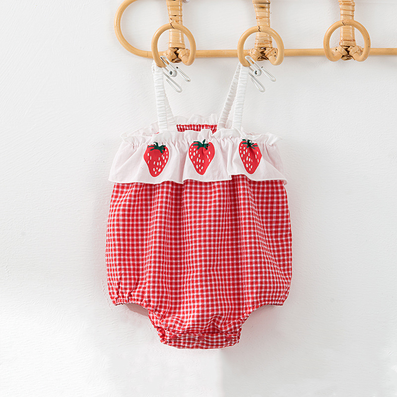 Strawberry Plaid Valentine's Day Baby Coming Home Bodysuit
