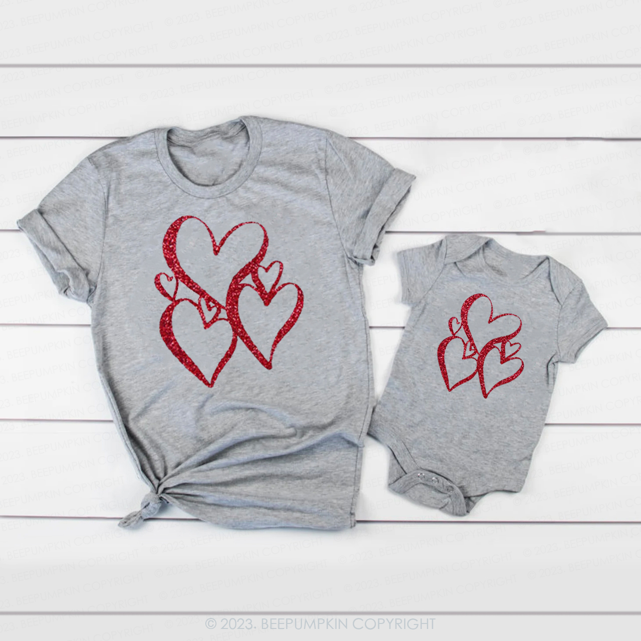 Glitter Love Heart Matching Valentine‘s Shirts