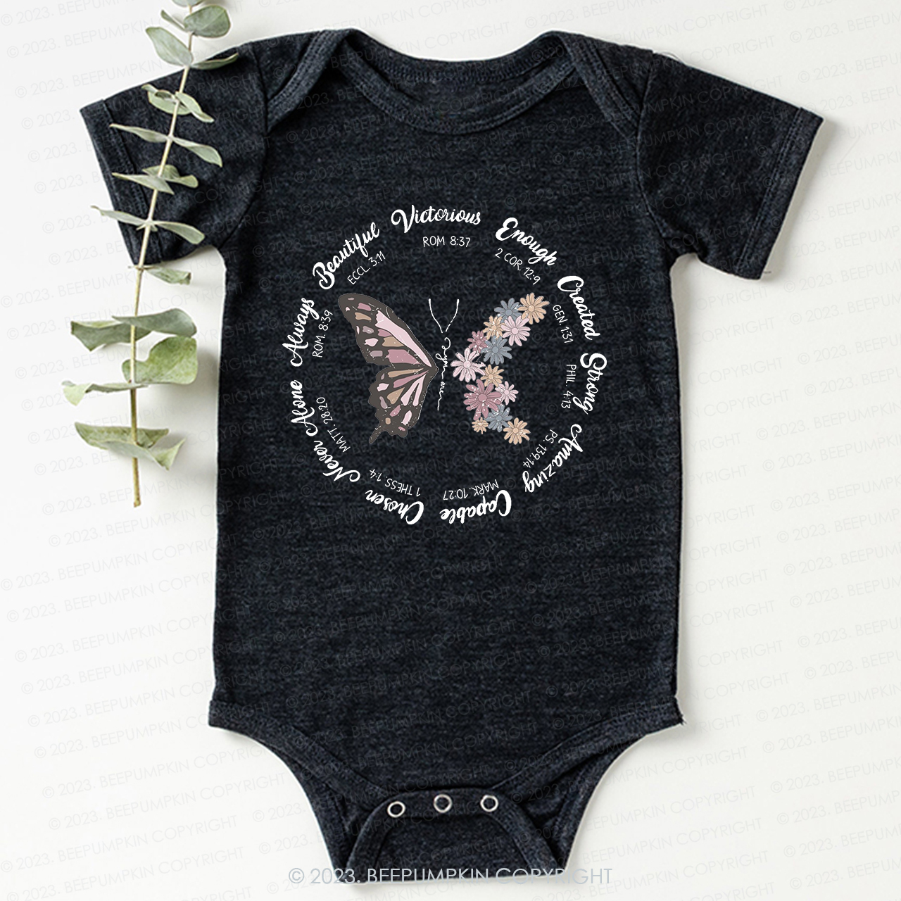 Butterfly Jesus Bible Verse Bodysuit For Baby