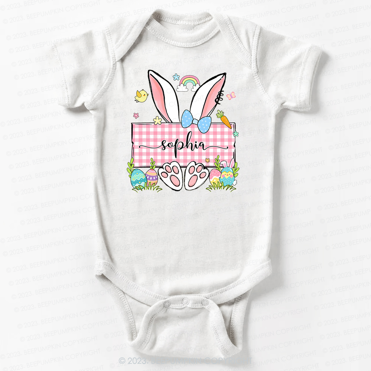 Personalized Name Easter Bunny Bodysuit For Baby