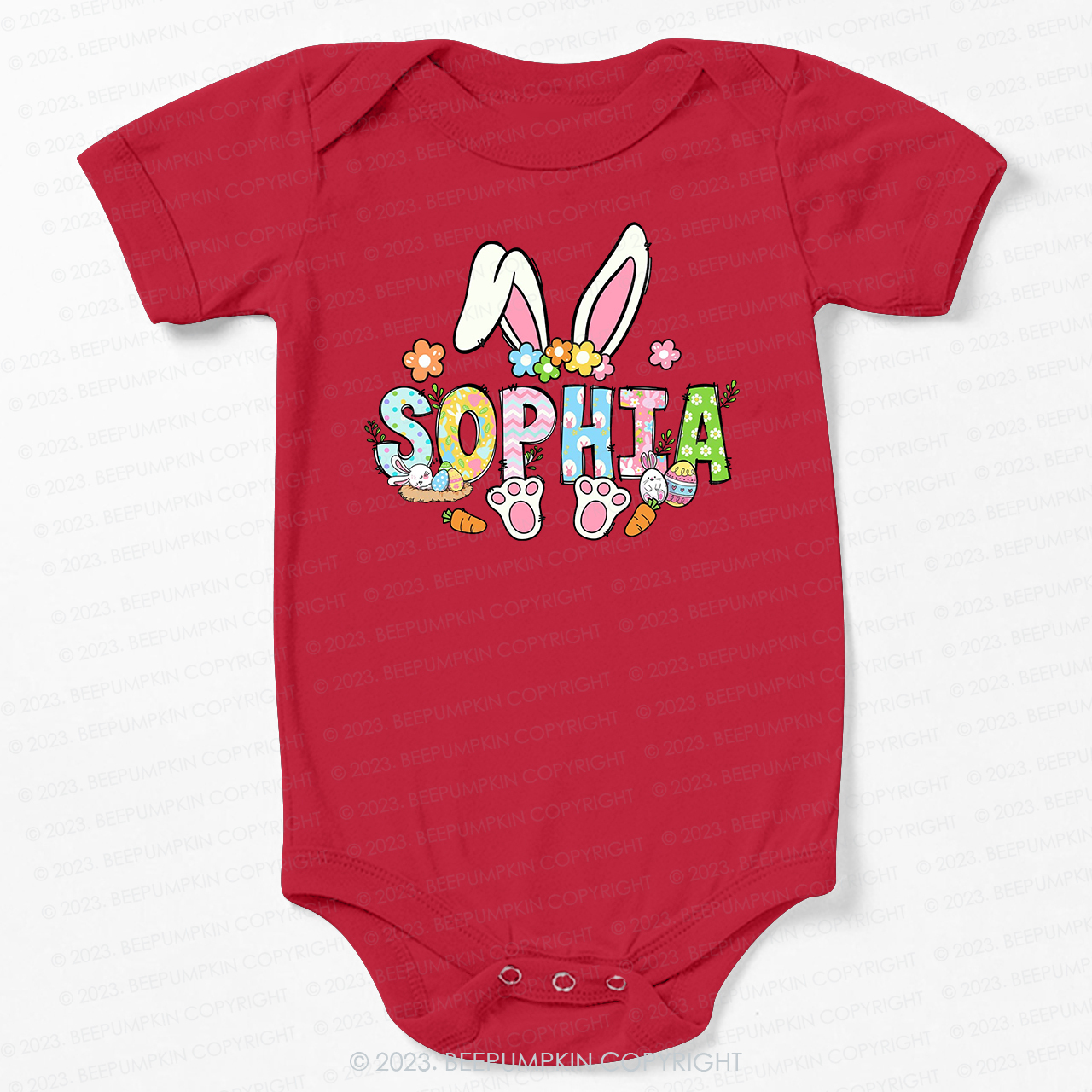 Flowers Personalized Name Easter Bodysuit For Baby