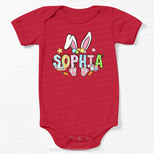 Flowers Personalized Name Easter Bodysuit For Baby