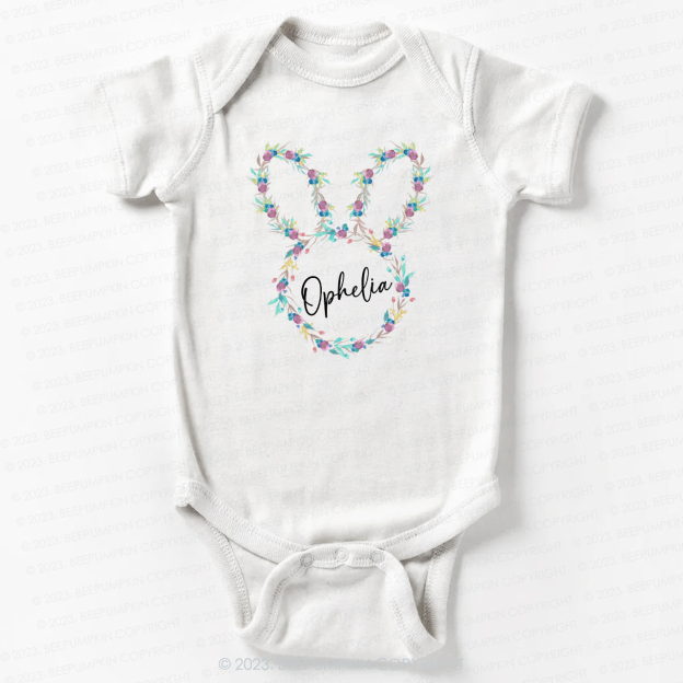 Floral Bunny Head Easter Bodysuit For Baby