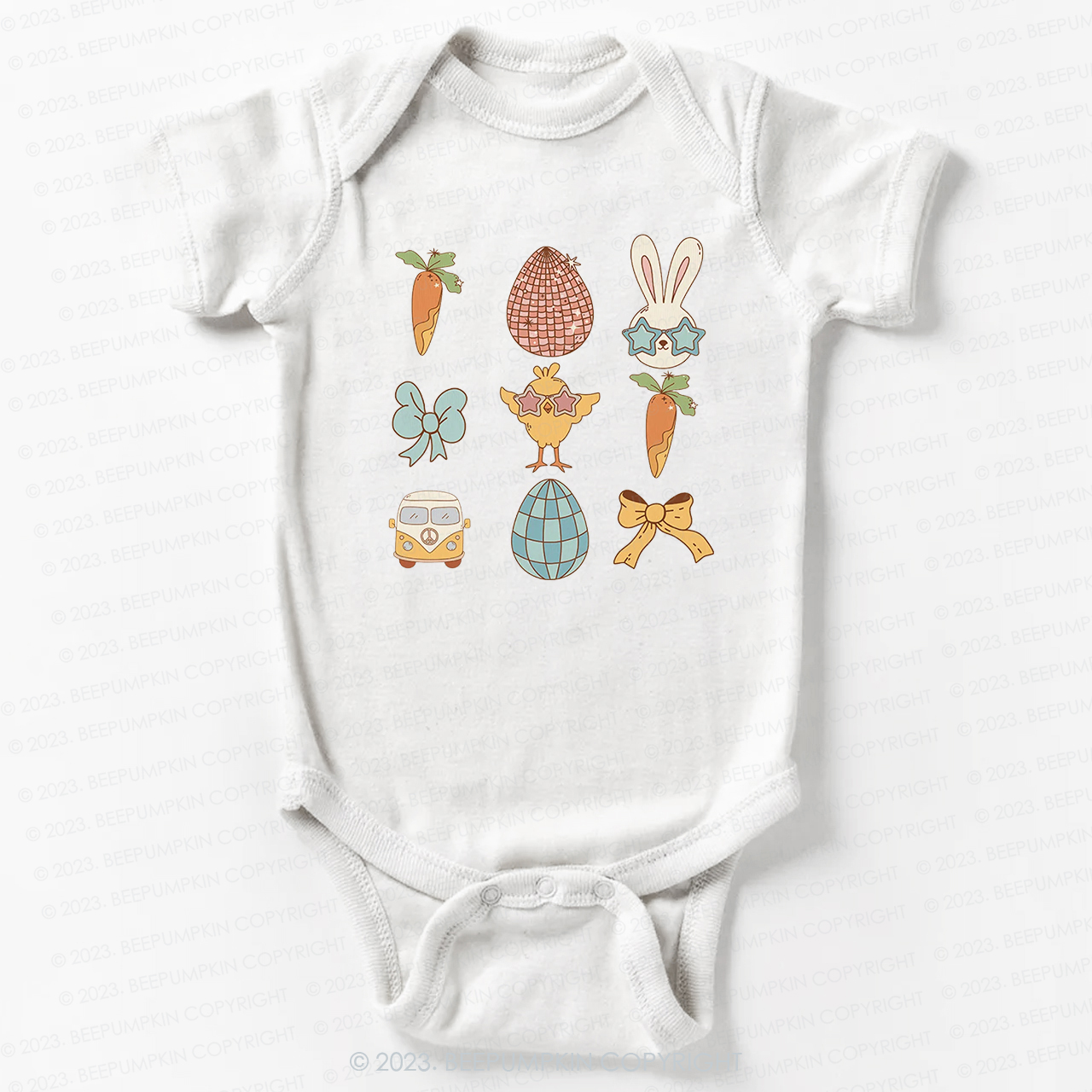 Kids Easter Carrot Car Bow Bodysuit For Baby