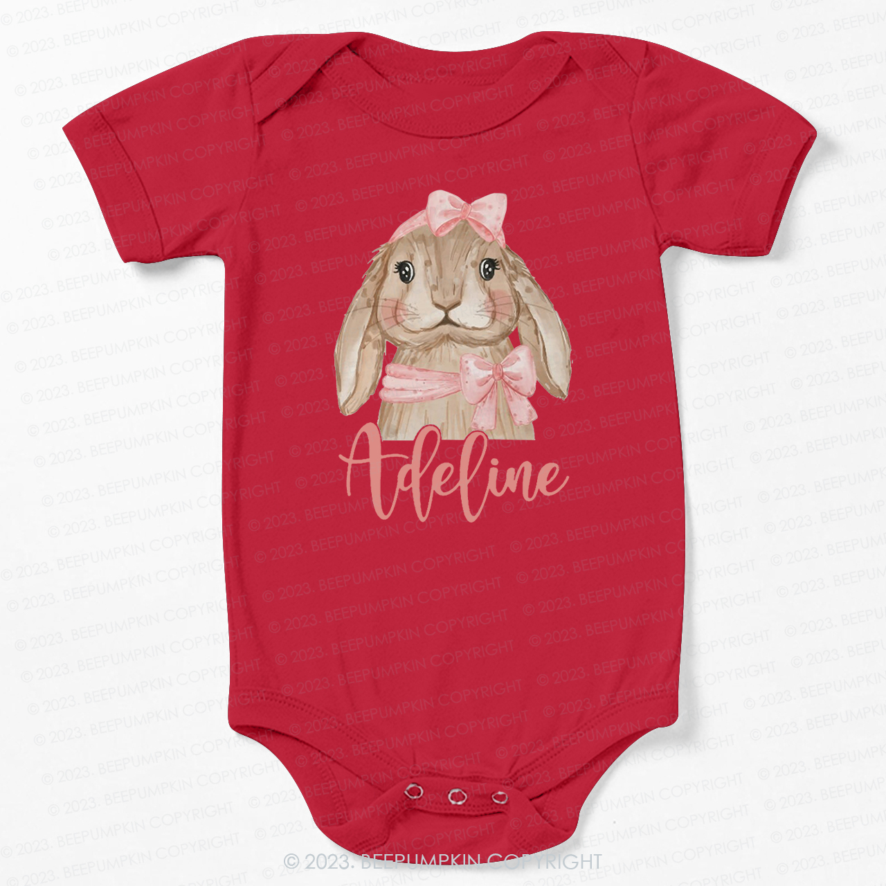 Easter Pink Bow Bunny Bodysuit For Baby