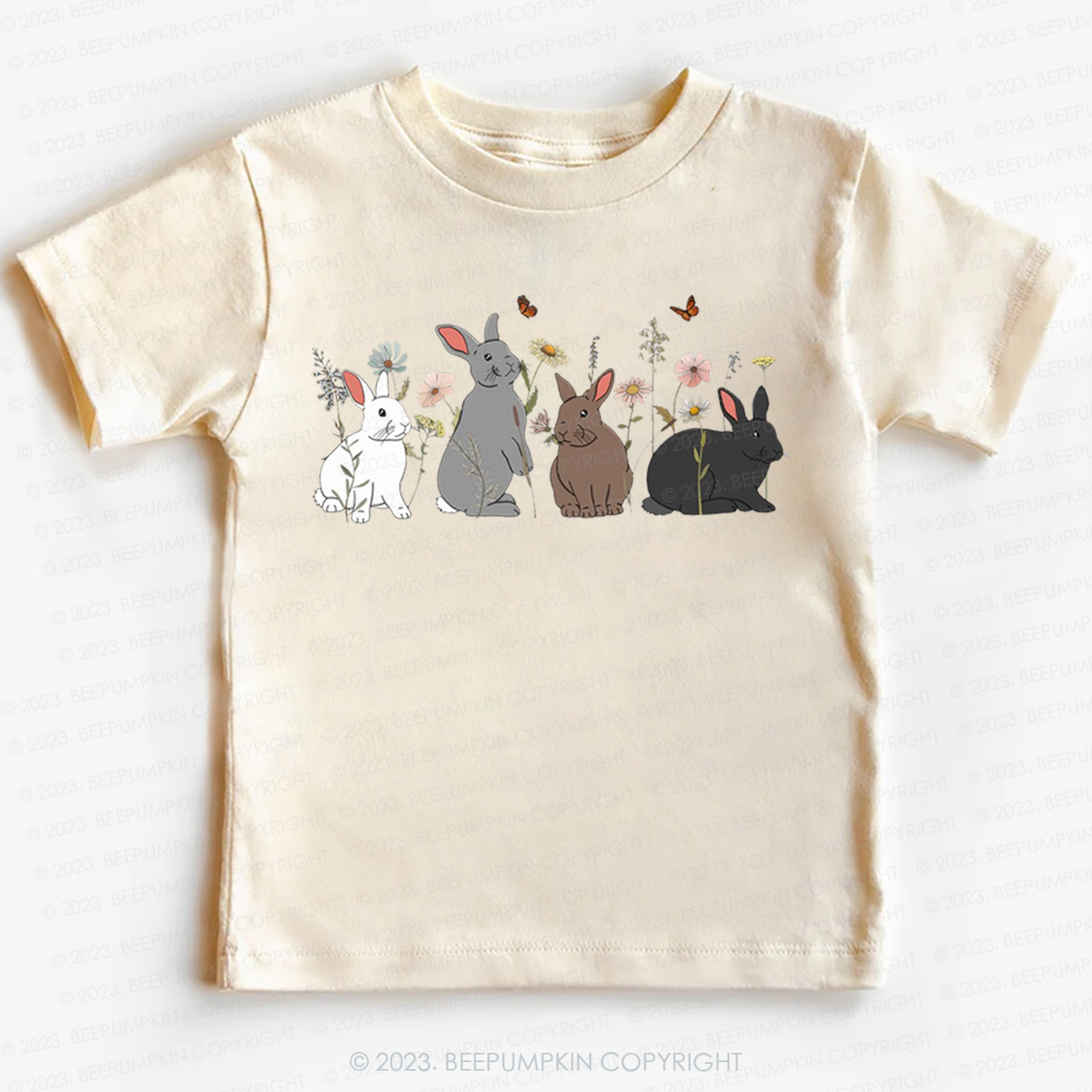 Floral Butterfly Bunny Easter -Toddler Tees