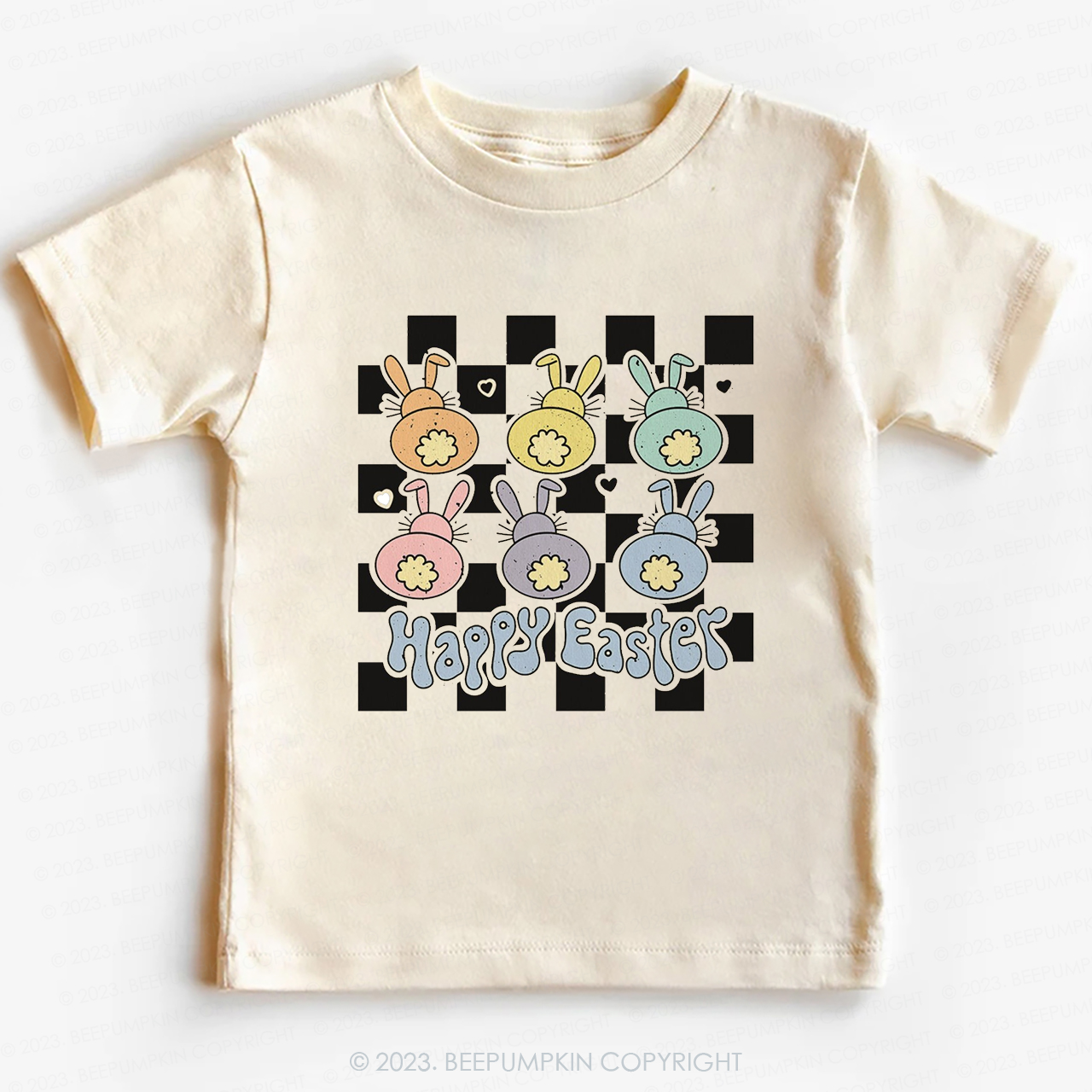 Happy Easter Checkered Bunnies-Toddler Tees
