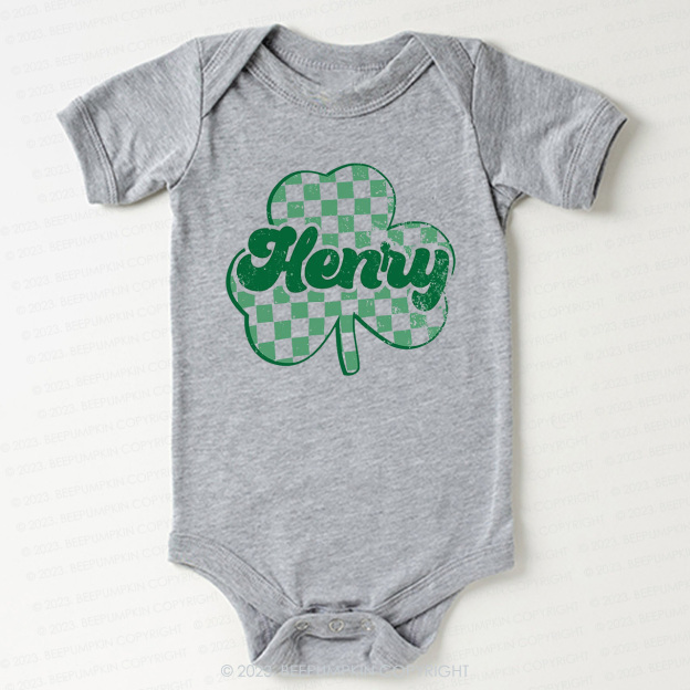 Clover Leaf with Name St.Patricks Day Bodysuit For Baby