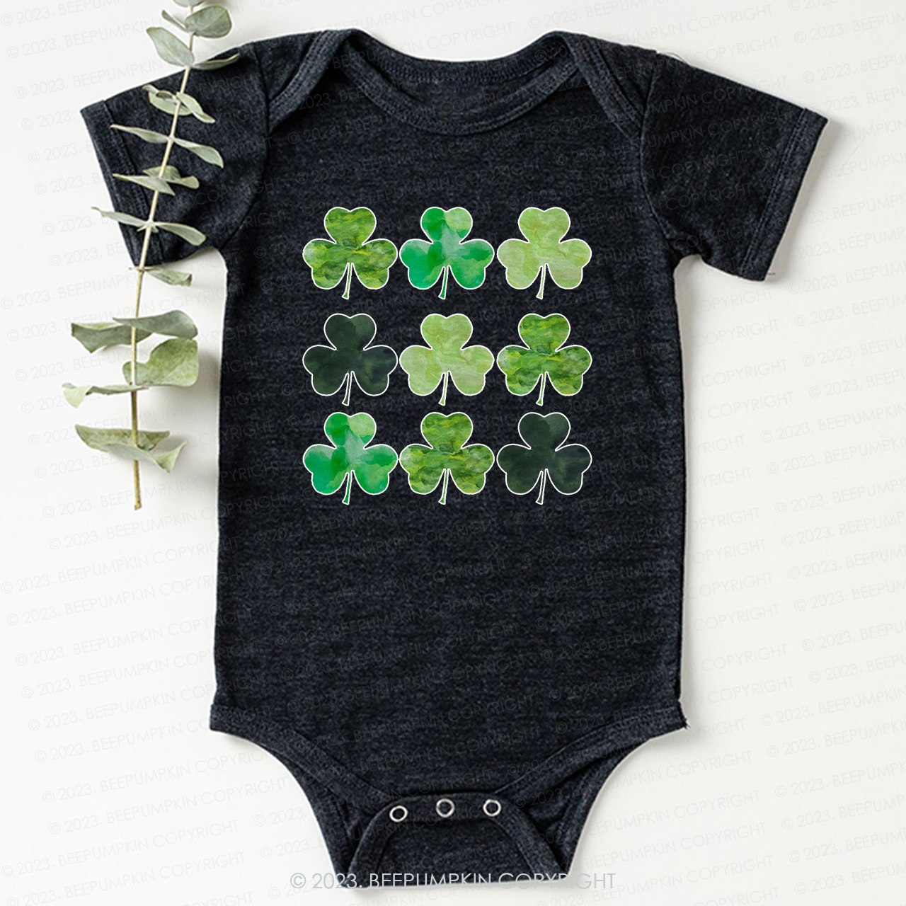 Watercolor Clovers St.Patricks Day Bodysuit For Baby