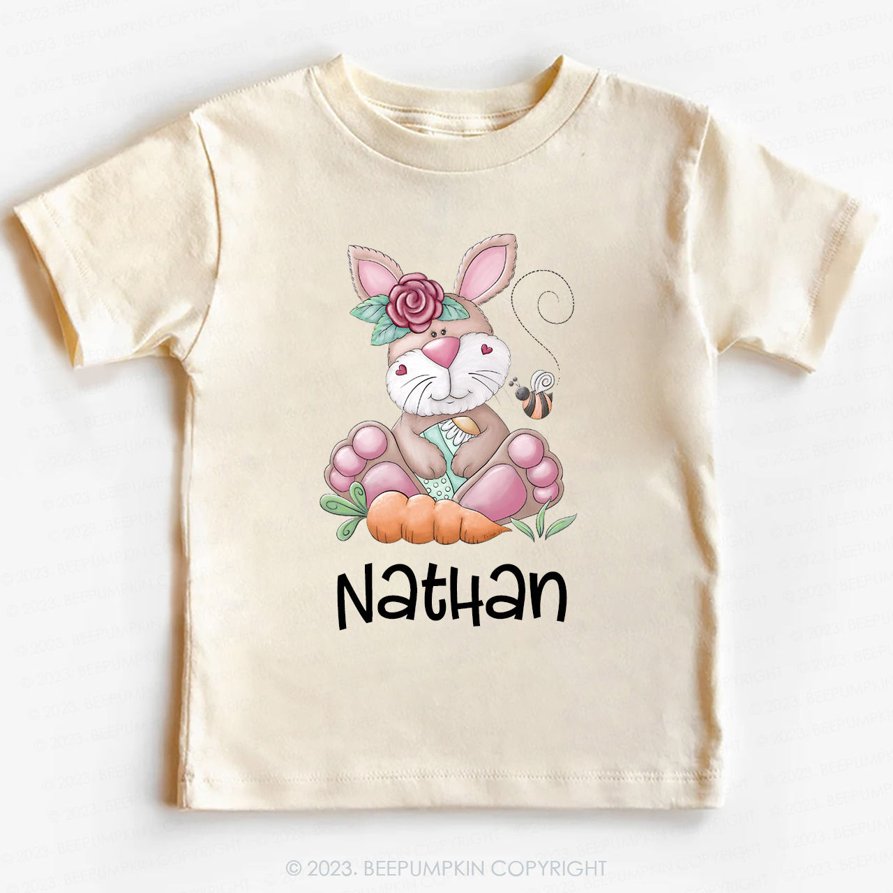 Personalized Spring Happy Bunny Easter Toddler Tees