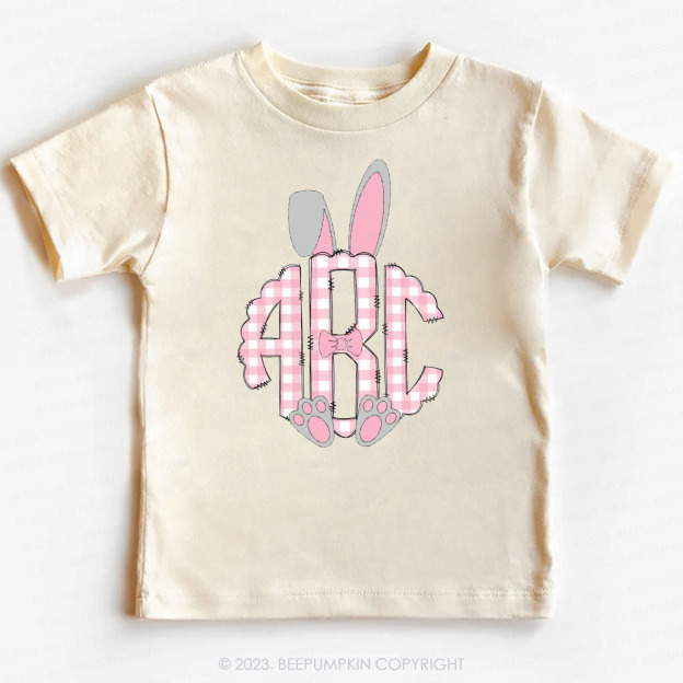 Pink Easter Bunny Ears Monogram Easter Toddler Tees