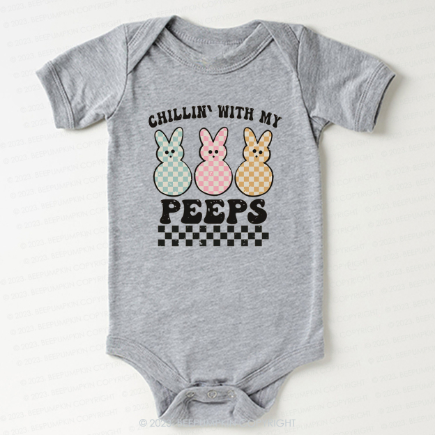 Chillin' With My Peeps Retro Kids Easter Bodysuit For Baby
