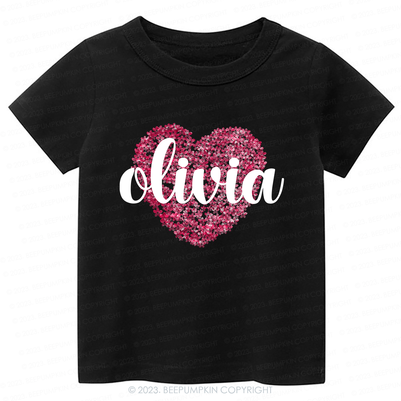 Personalized Floral Valentines Day Kids Tees
