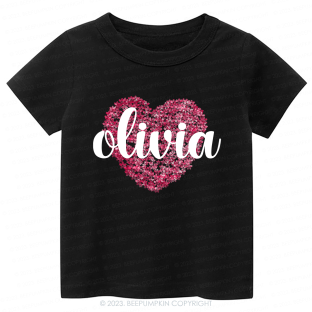 Personalized Floral Valentines Day Kids Tees