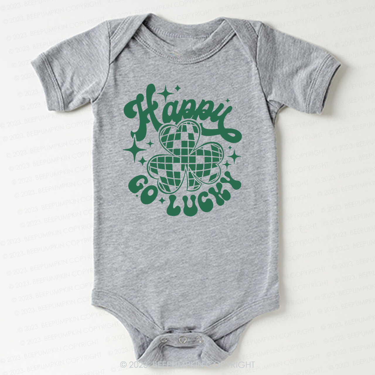 Checkerboard Happy Go Lucky St.Patricks Day Bodysuit For Baby
