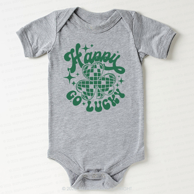 Checkerboard Happy Go Lucky St.Patricks Day Bodysuit For Baby