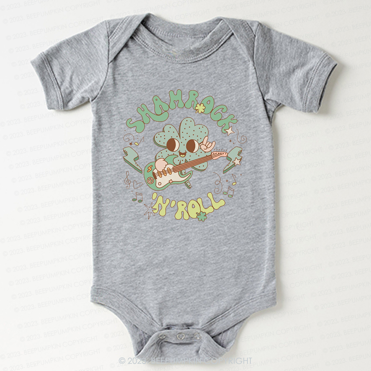 Shamrock N' Roll St.Patricks Day Bodysuit For Baby