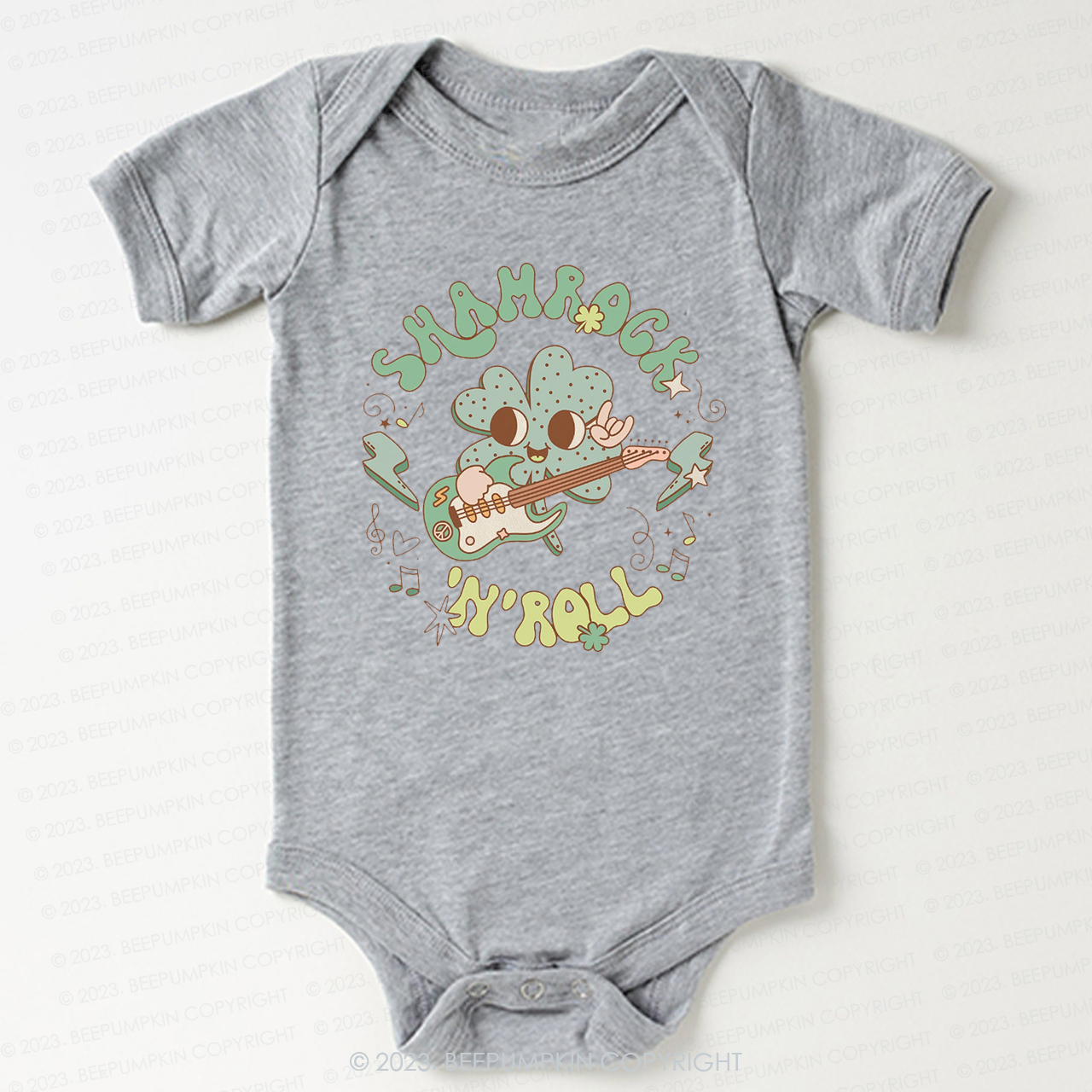 Shamrock N' Roll St.Patricks Day Bodysuit For Baby
