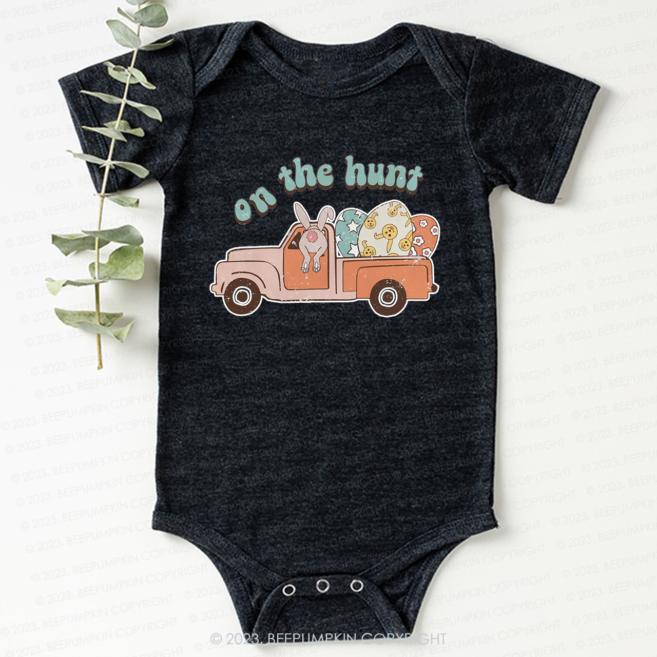 On the Hunt Easter Groovy Bodysuit For Baby
