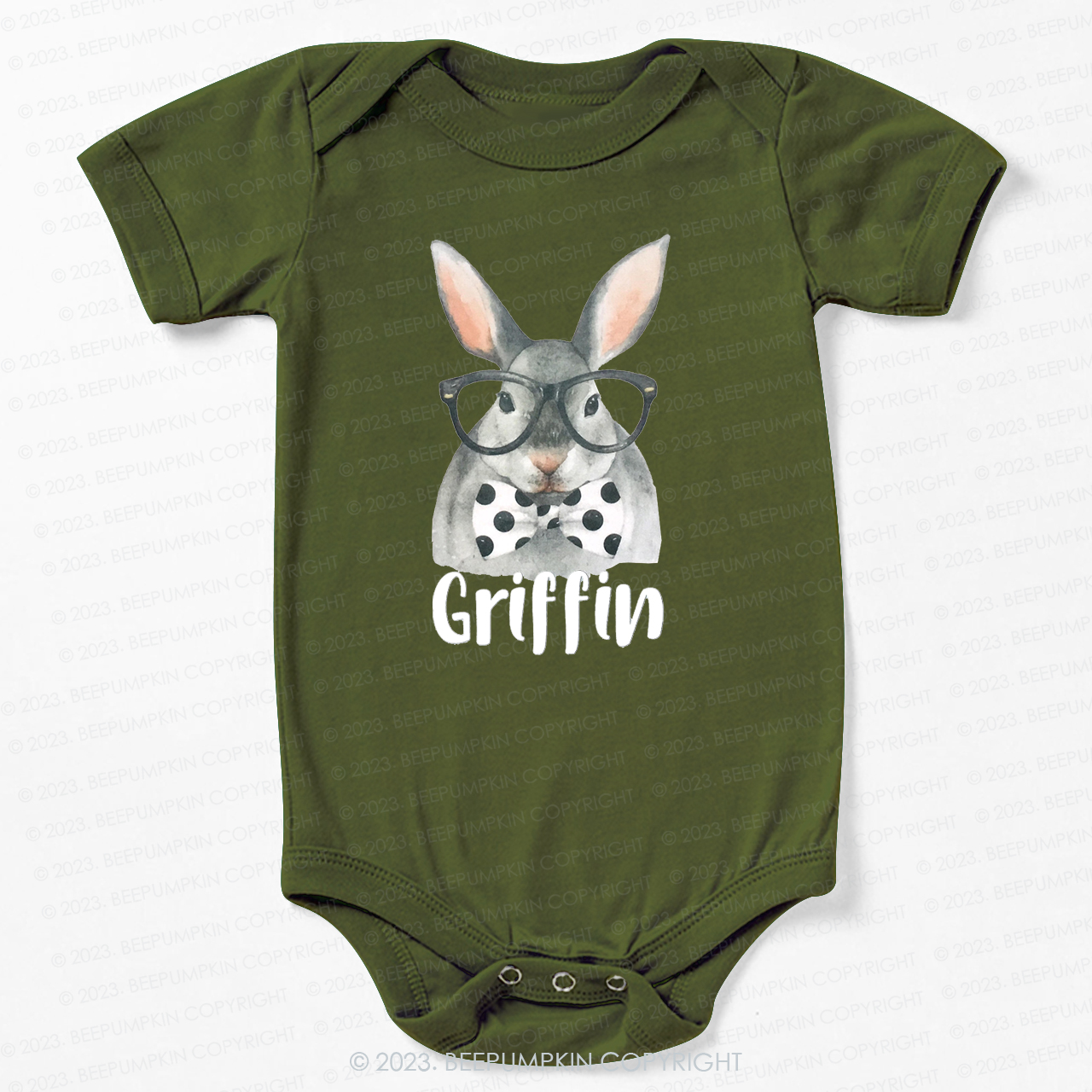 Personalized Easter Raglan Hipster Bunny Bodysuit For Baby
