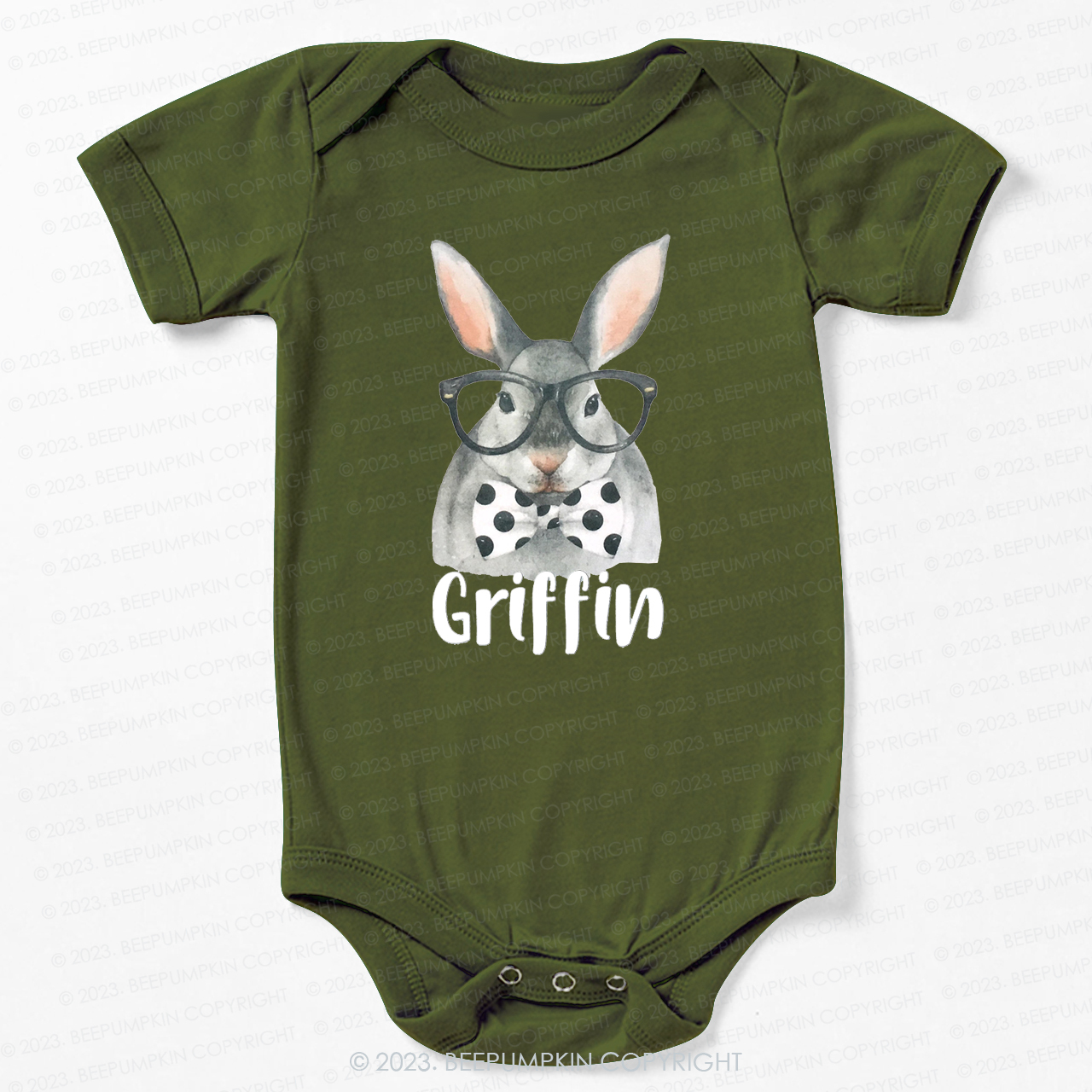Personalized Easter Raglan Hipster Bunny Bodysuit For Baby