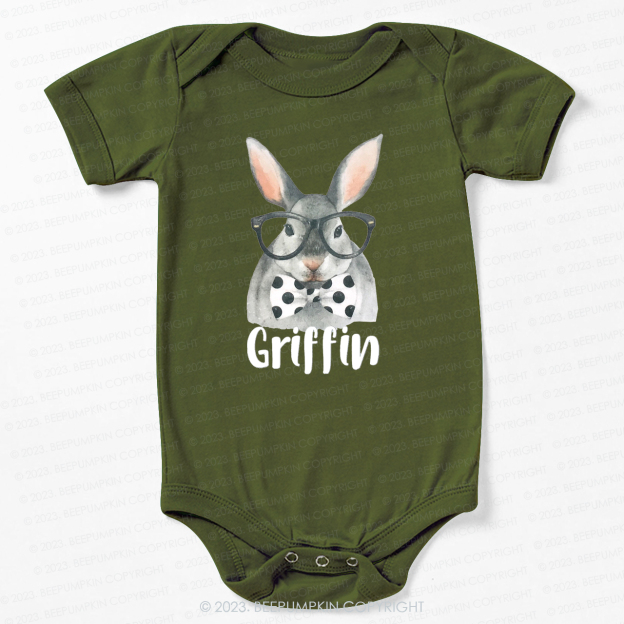 Personalized Easter Raglan Hipster Bunny Bodysuit For Baby